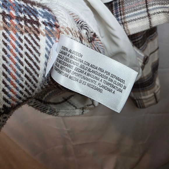 Goodfellow & Co Plaid Shirt Jacket Men's XXL Cream Brown Blue Cotton Shacket - Picture 5 of 6